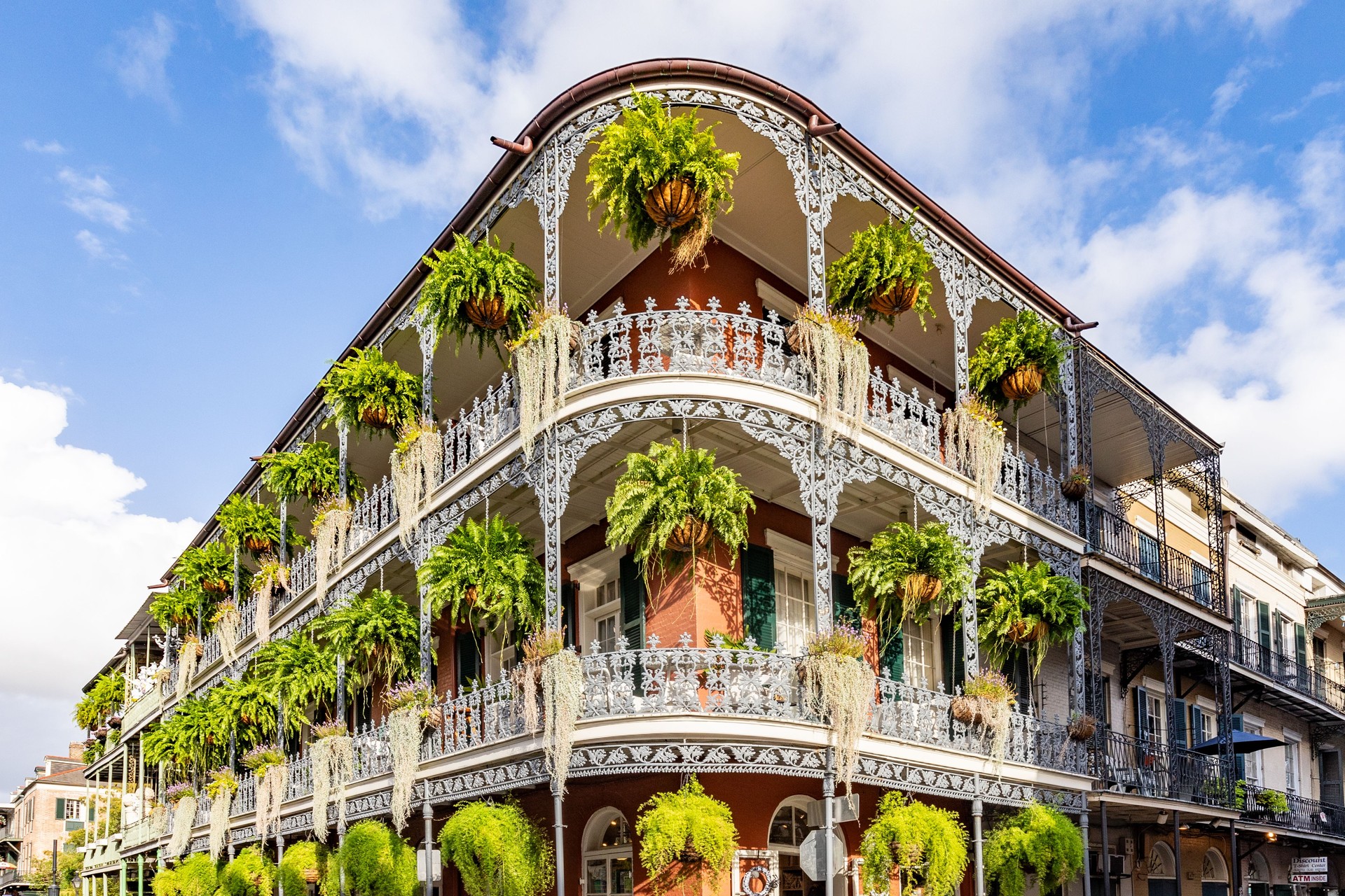 old french building with typical iron balconies in the french quarter in New Orleans, Louisiana